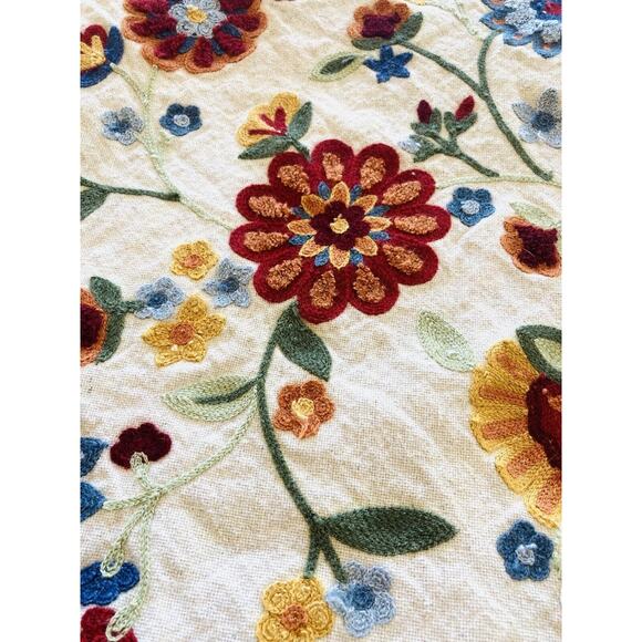 Pier 1 Embroidered Pillow Shams Floral Red Gold Blue Cover Mini Small 13" India - Picture 4 of 11